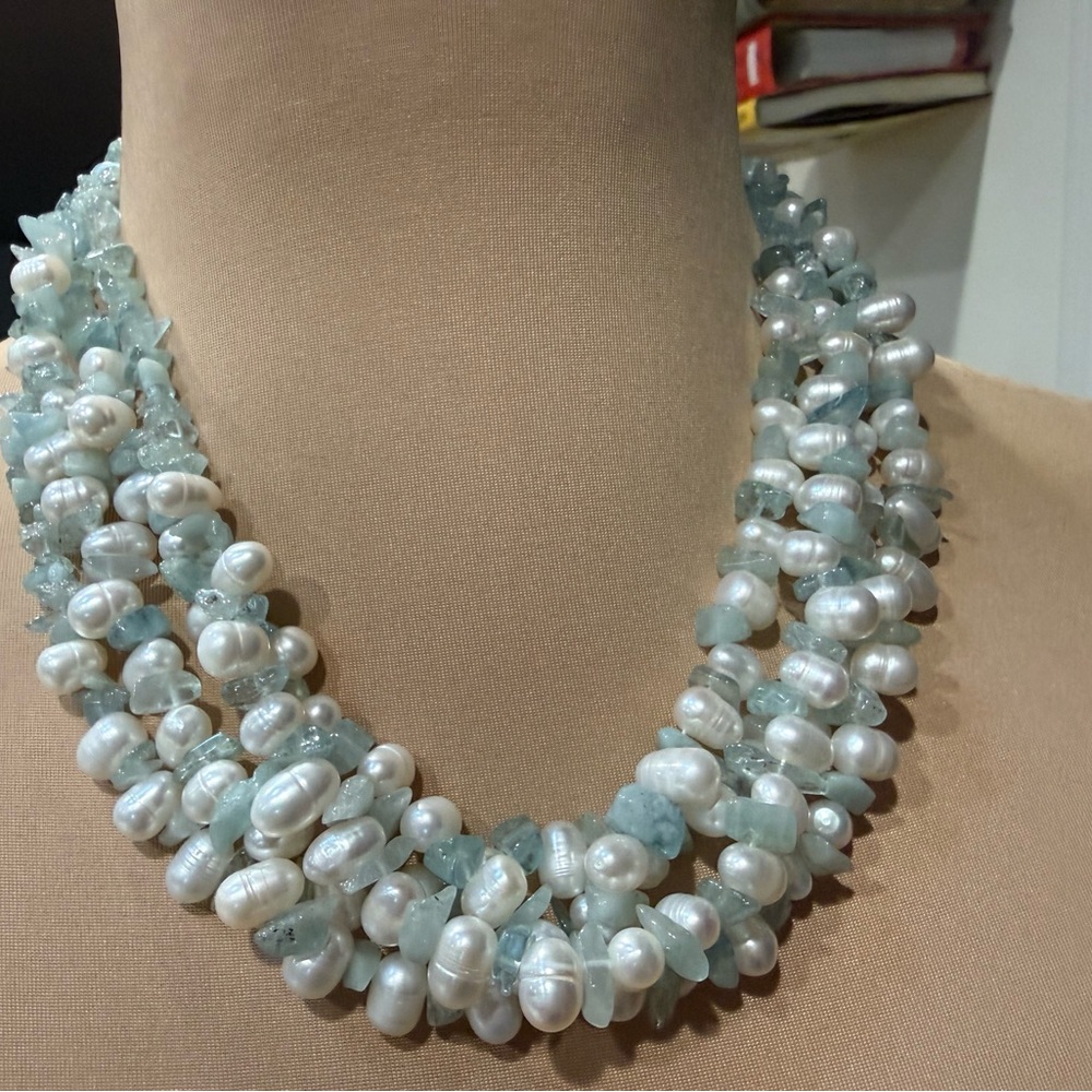 Fresh Water Pearl and Amazonite necklace